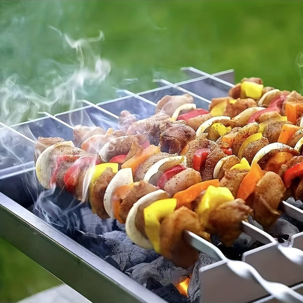 20/30/50pcs Durable Stainless Steel BBQ Skewers with 1 Tube Storage, Reusable and Easy to Clean for Outdoor and Indoor Grilling Parties TARHUS
