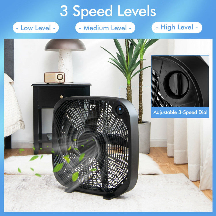 Vento | 50cm Box Fan – Portable Floor Cooling with 3 Speeds & Strong Airflow