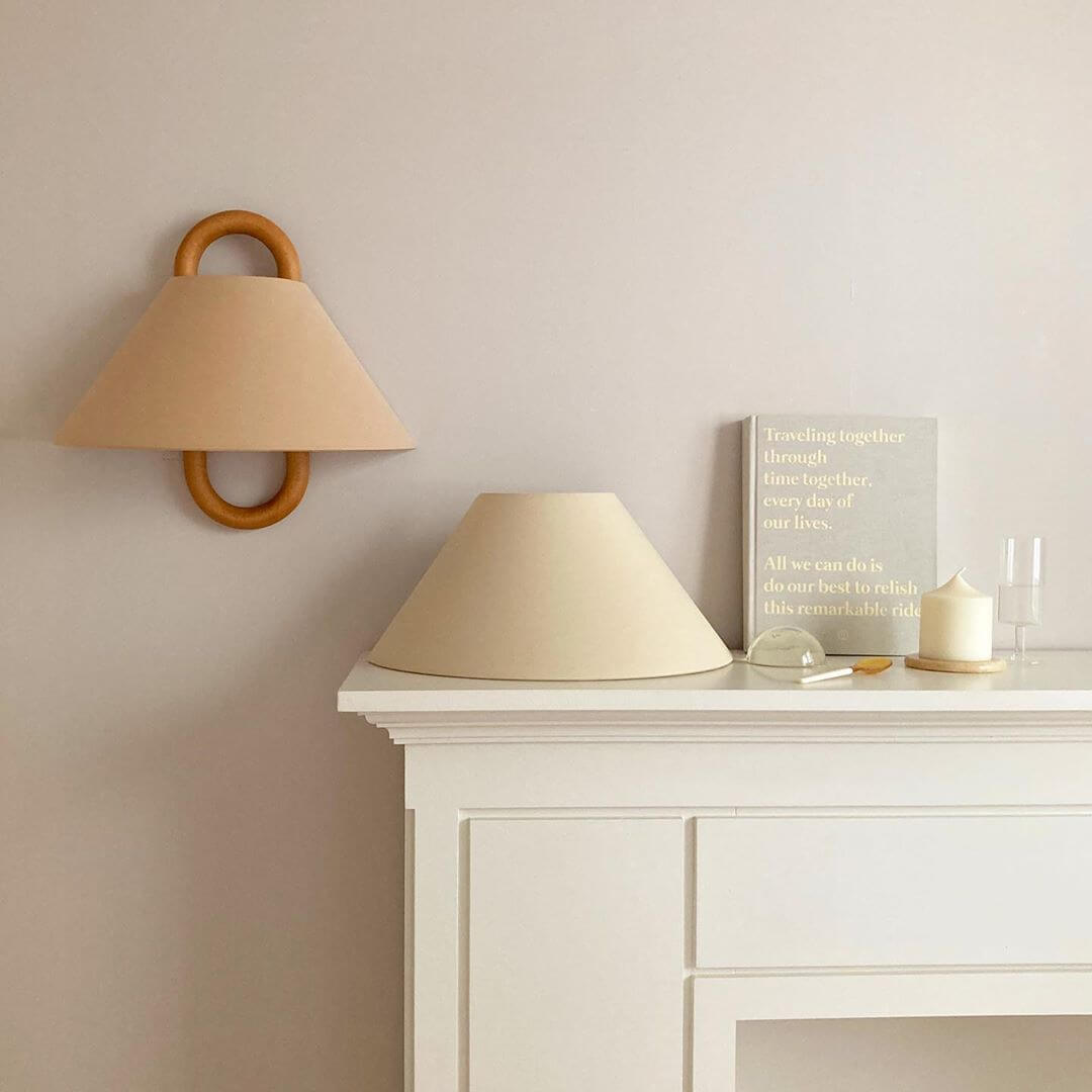 Modern Original Solid Wood Pleated Semi-Circle 1-Light Wall Sconce Lamp - TARHUS
