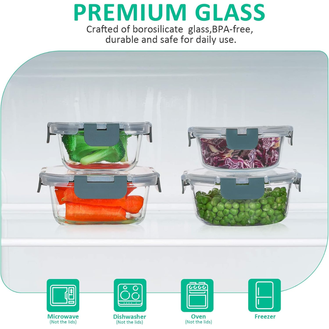 24-Piece Airtight Glass Food Storage Containers Set
