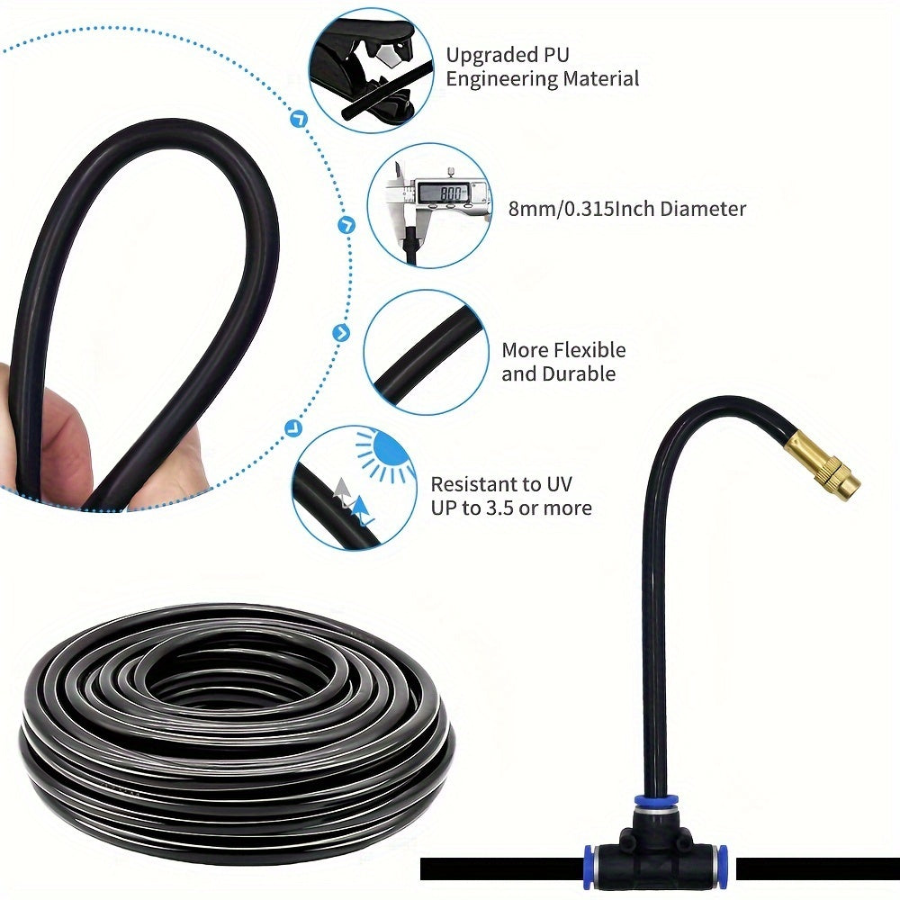 Universal No Electricity Needed DIY Greenhouse Garden Watering System - Plastic Spray Kit - European & American Thread Standard for Plants & Patio Misting Cooling TARHUS