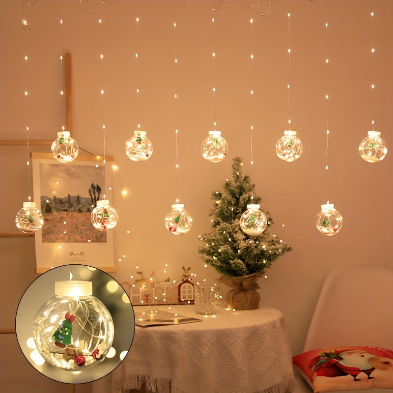 GlowWish | LED Christmas Curtain Lights with Snowman Wishing Balls TARHUS
