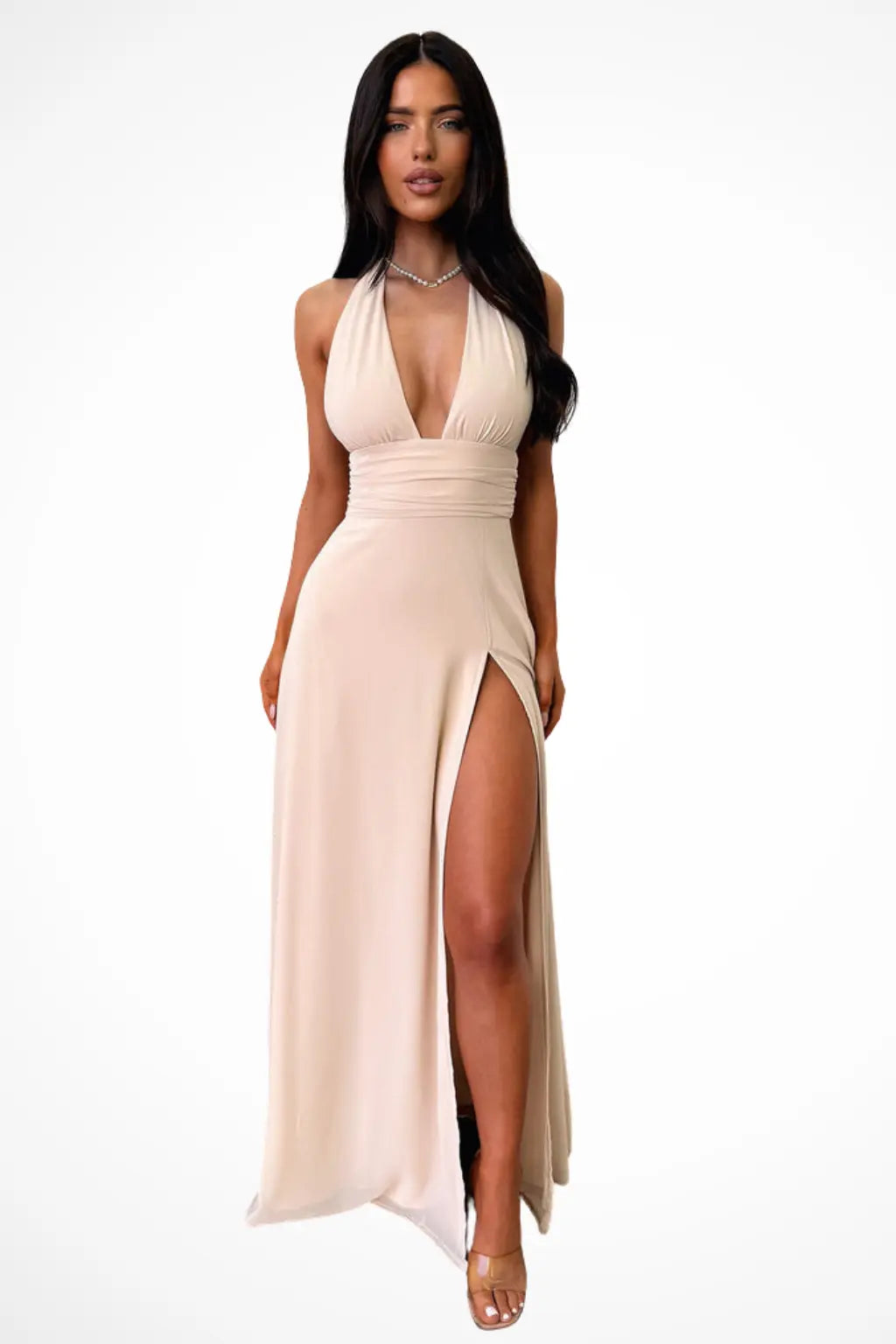 Kaelira | Women’s Halter Neck Maxi Dress with Side Slit TARHUS  Maxi Dress
