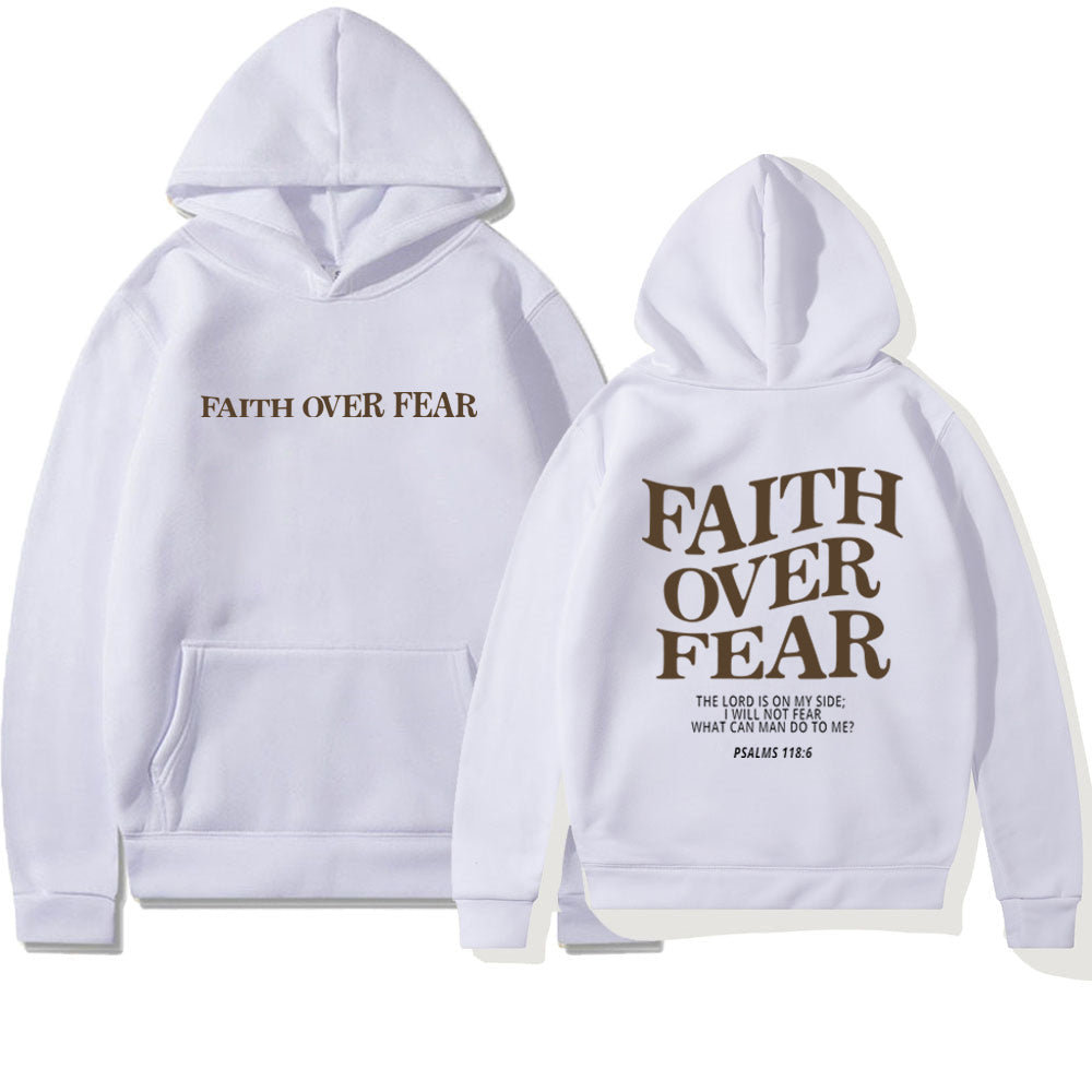 Faith Over Fear Hoodie - Unisex Pullover with Bible Verse