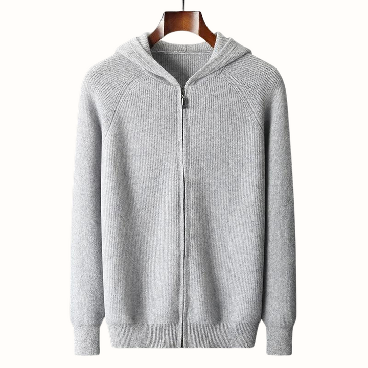 Fabian | Men’s Cashmere Zipper Vest with Hood – Luxury Knit Hoodie TARHUS