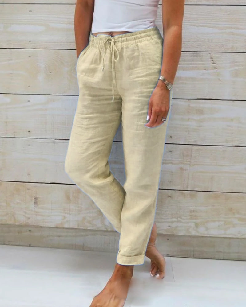 Sandra | Trousers with elastic in cotton and linen