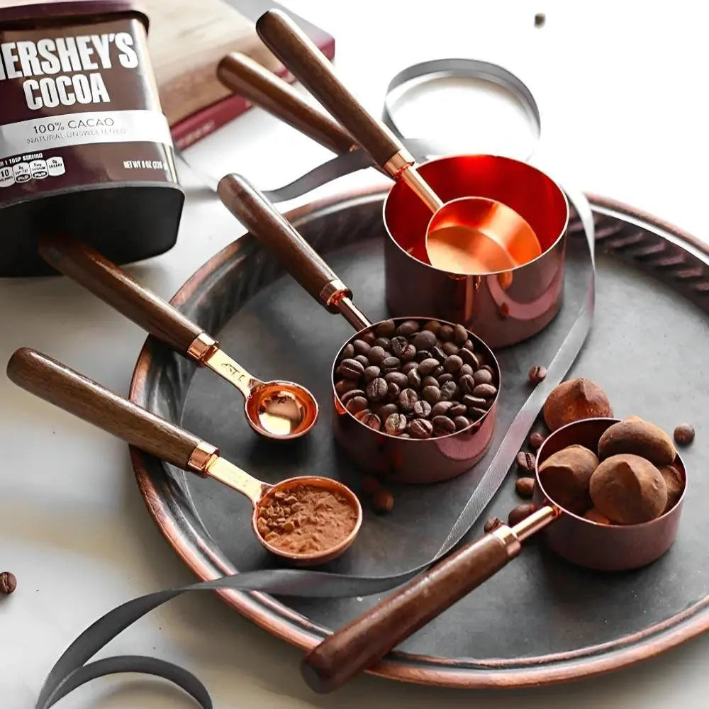 Copper Measuring Set | Cups & Spoons – Walnut Handle Kitchen Tools TARHUS  Cooking Utensils