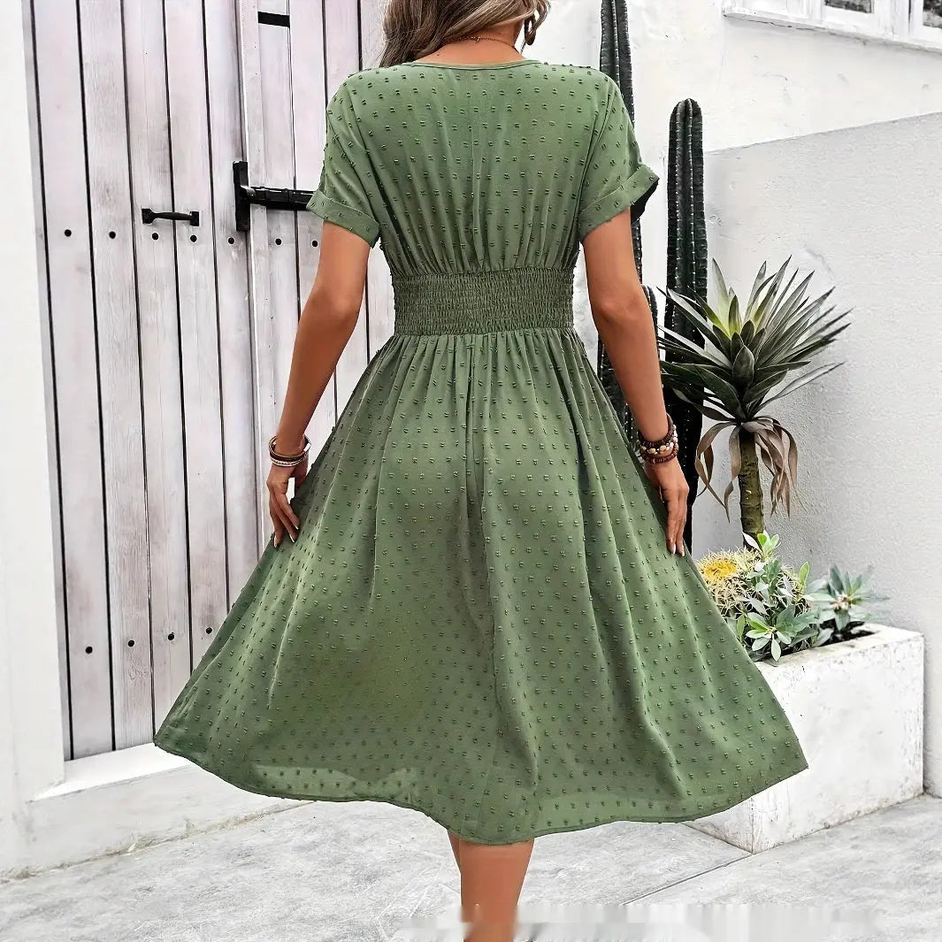 Dotted Chiffon Wrap Maxi Dress with V-Neck for Women TARHUS  SS - Womens - Midi Dress