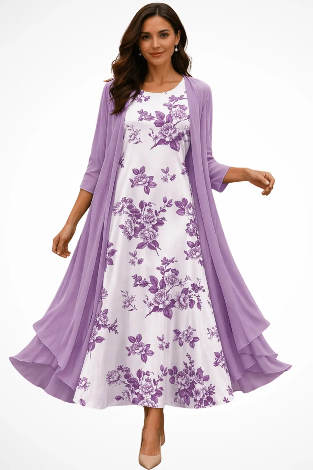 Dorothea | Women Embroidered Wedding Guest Midi Dress with Chiffon Jacket TARHUS  Mother of the Bride Dresses