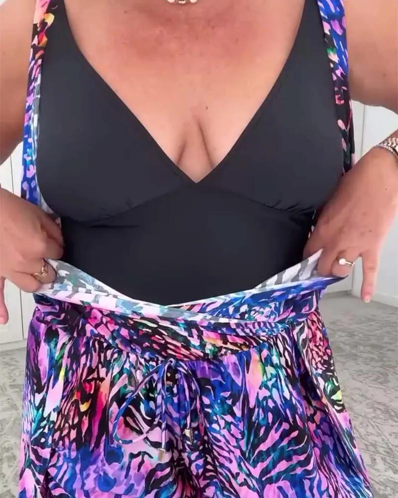 Maribel | V-Neck Swimsuit – One-Piece with Colorful Print, Wireless Bra, Comfortable Fit TARHUS  Swimsuits