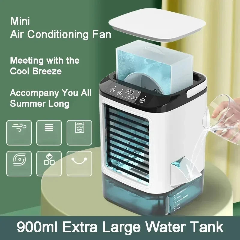 Frostiva | Portable Air Conditioner – 3-Speed Mini AC with Ultrasonic Dual Mist Cooling & LED Light