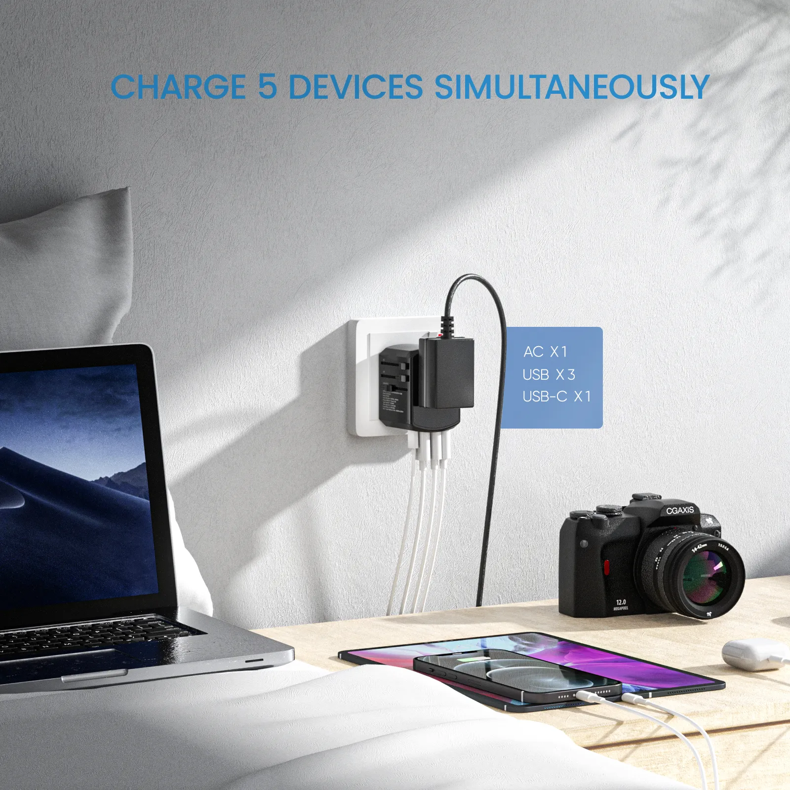 All-in-One Universal Travel Adapter – Worldwide Power Plug Converter with USB Ports for UK, EU, US, AU Outlets - TARHUS