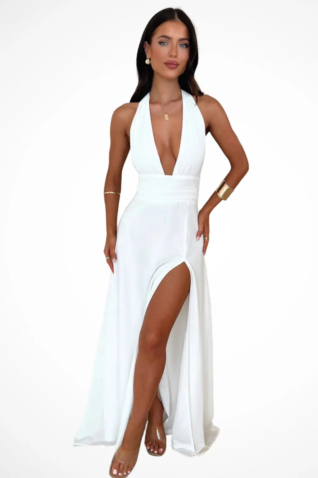Kaelira | Women’s Halter Neck Maxi Dress with Side Slit TARHUS  Maxi Dress