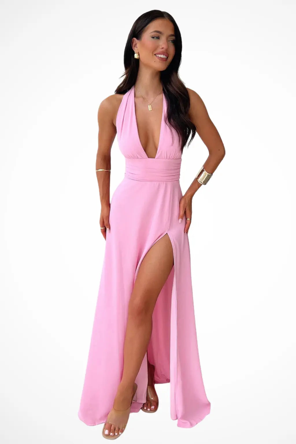 Kaelira | Women’s Halter Neck Maxi Dress with Side Slit TARHUS  Maxi Dress