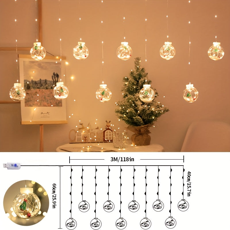 GlowWish | LED Christmas Curtain Lights with Snowman Wishing Balls TARHUS