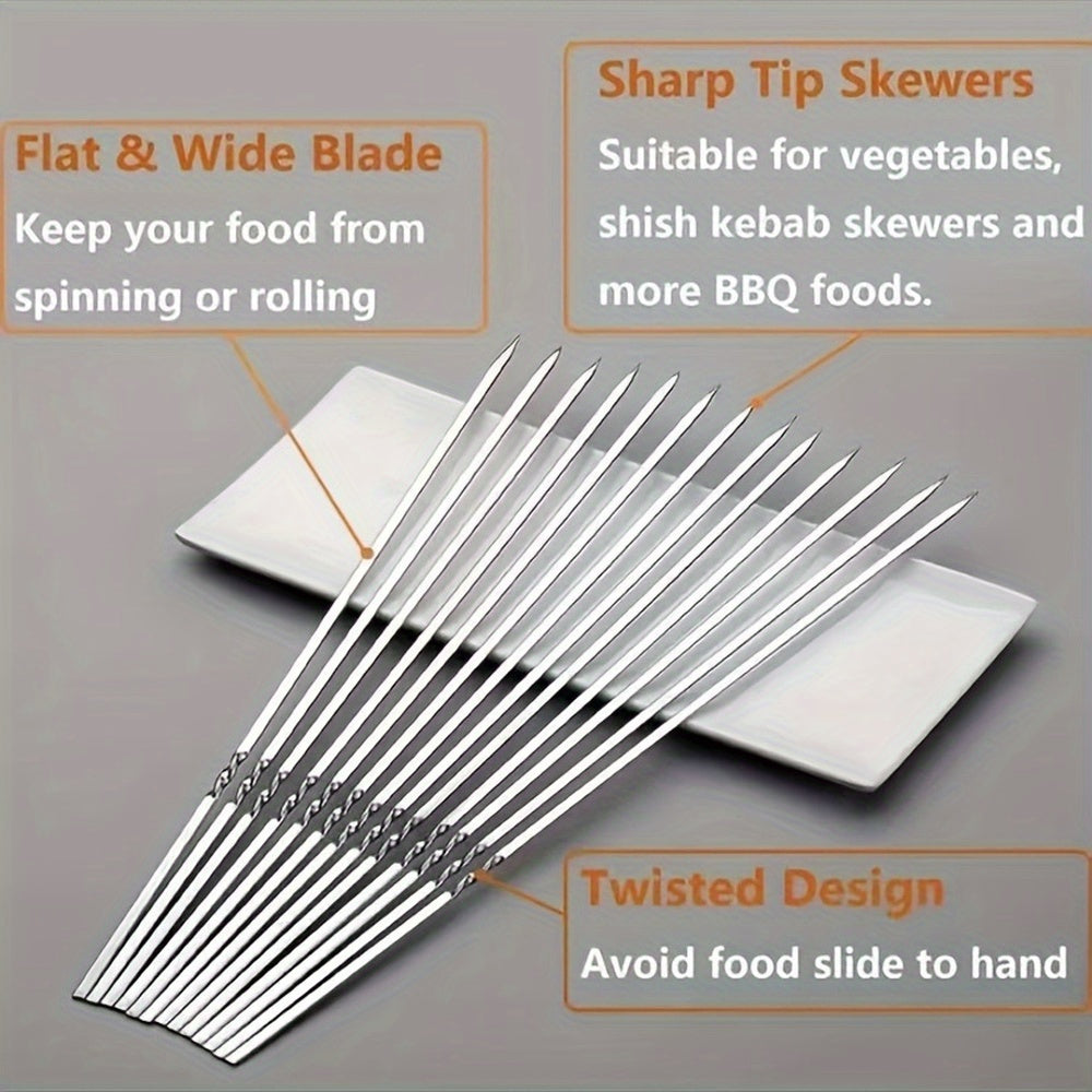 20/30/50pcs Durable Stainless Steel BBQ Skewers with 1 Tube Storage, Reusable and Easy to Clean for Outdoor and Indoor Grilling Parties TARHUS