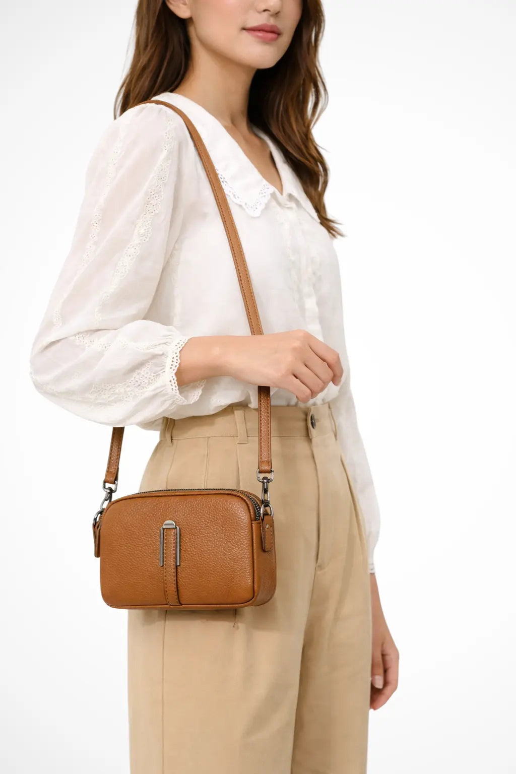 Pella | Women Compact Double Zip Crossbody Shoulder Bag TARHUS