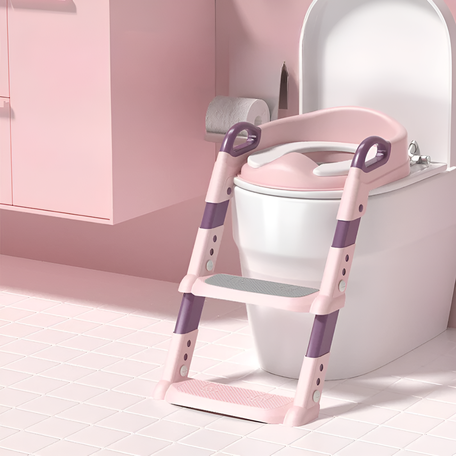 Montessori Potty Trainer - Adjustable Toilet Seat with Step Stool & Handles for Kids