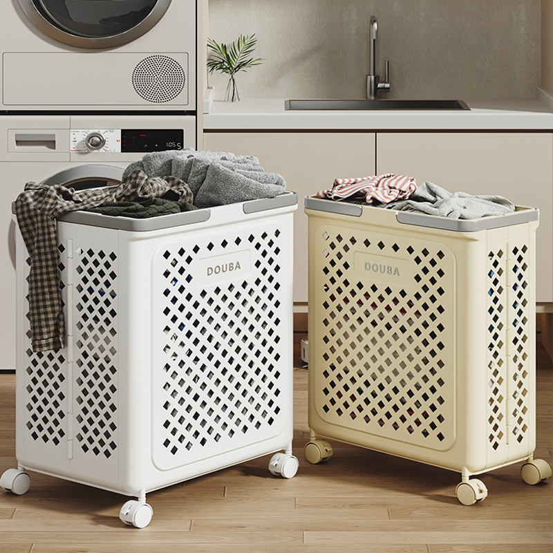 Large Capacity Collapsible Laundry Basket: Breathable Design & Built-In Wheels - TARHUS