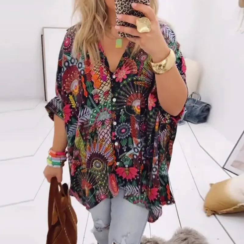 Loose Fit Printed Blouse – Casual Summer Shirt with Half Sleeves | Amara TARHUS  Blouses & Shirts