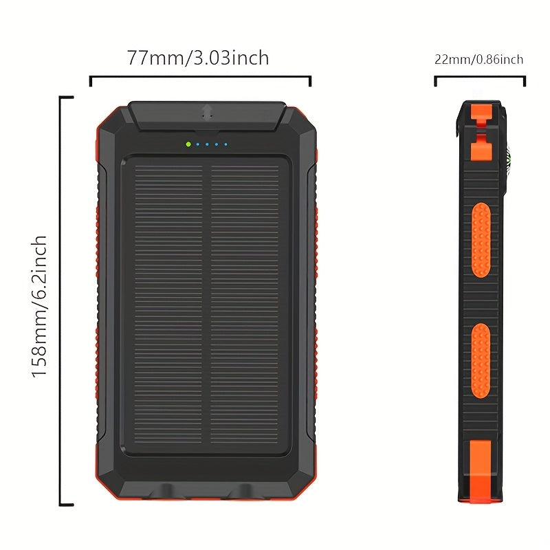 Portable Solar Power Bank with Dual USB Ports & LED Flashlight TARHUS