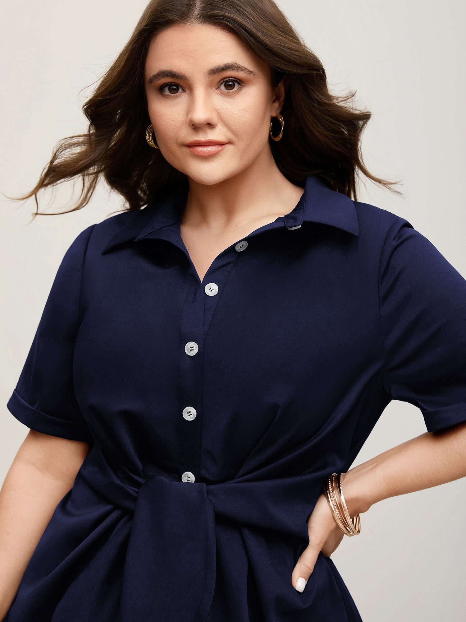 Knotted Front Asymmetrical Blouse – Elegant Women’s Top for Casual & Office Wear TARHUS  Blouses