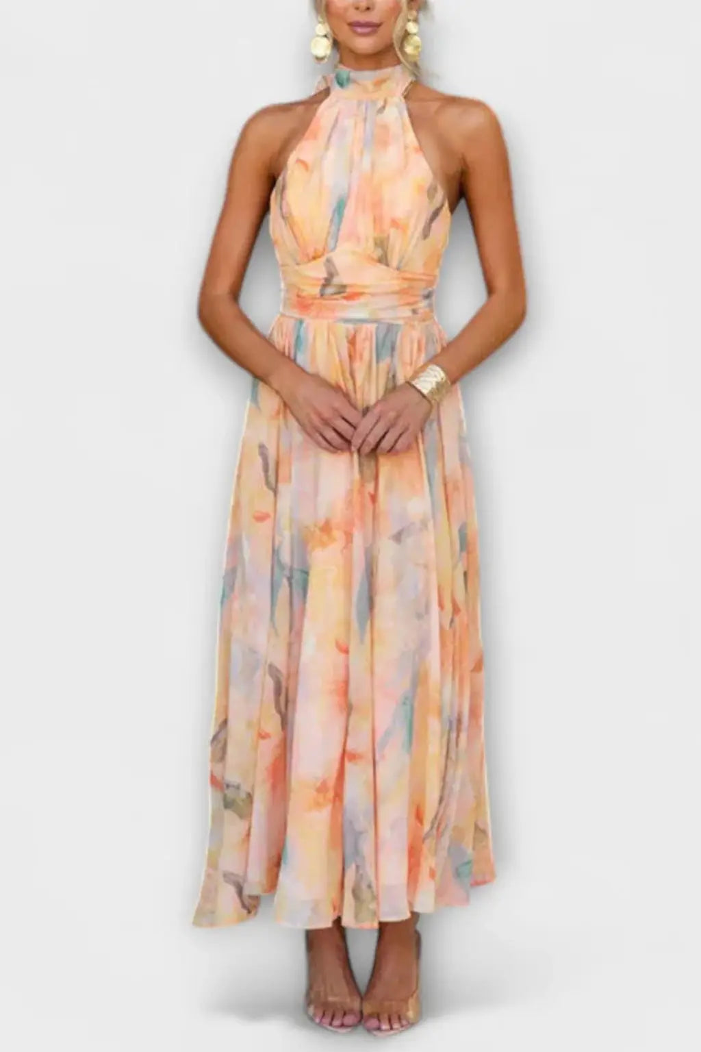 Isolde | Women Abstract Print Halter Neck Maxi Dress TARHUS  Dress