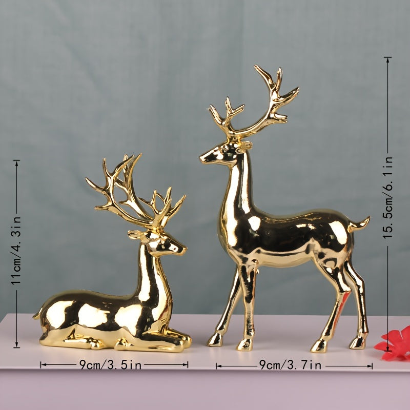 Pair of Golden Reindeer Statues – Elegant Holiday & Year-Round Decor | LuxeDeer TARHUS