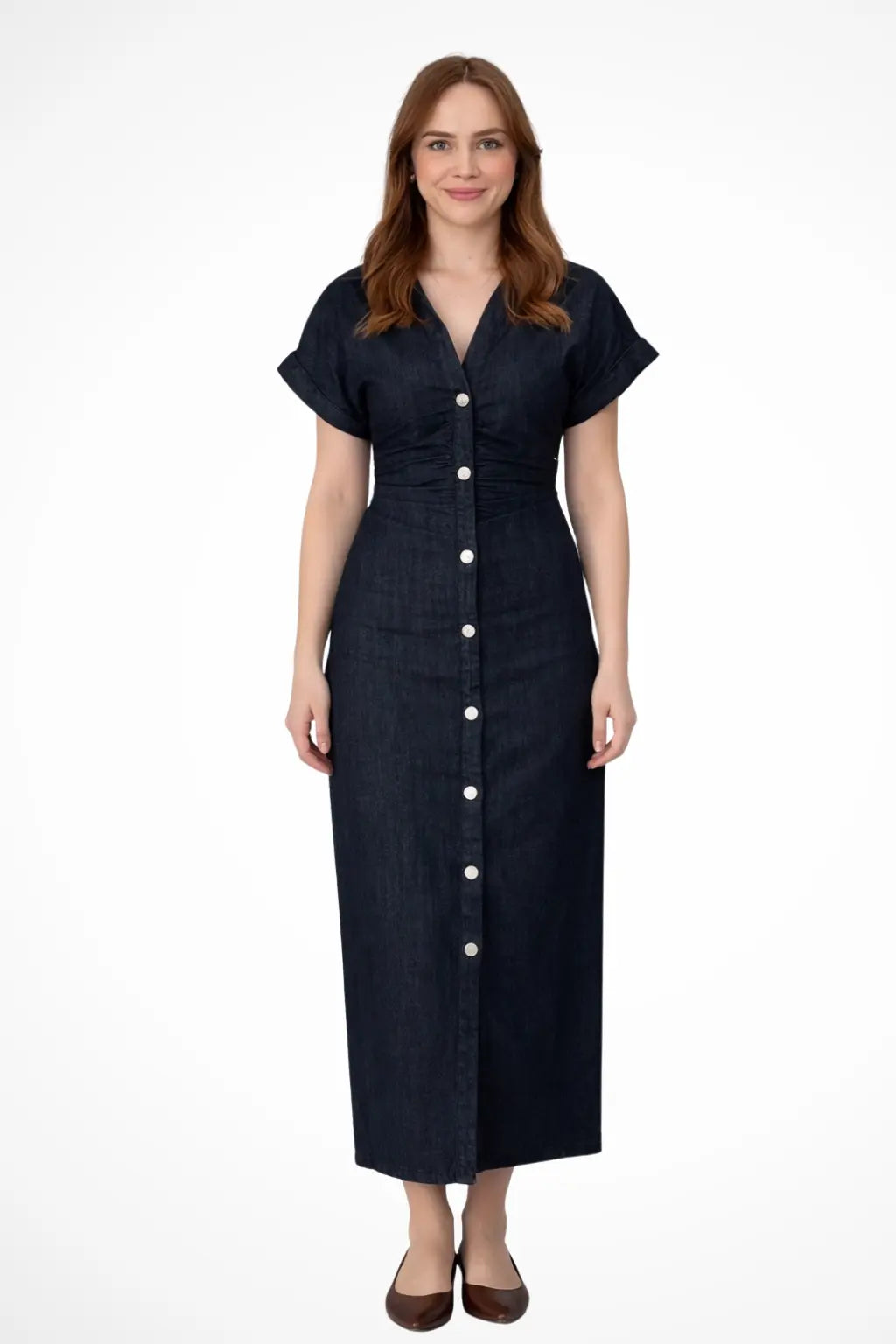 Juniper | Women’s Button Front Denim Maxi Dress with Lapel Collar TARHUS  Maxi Dress