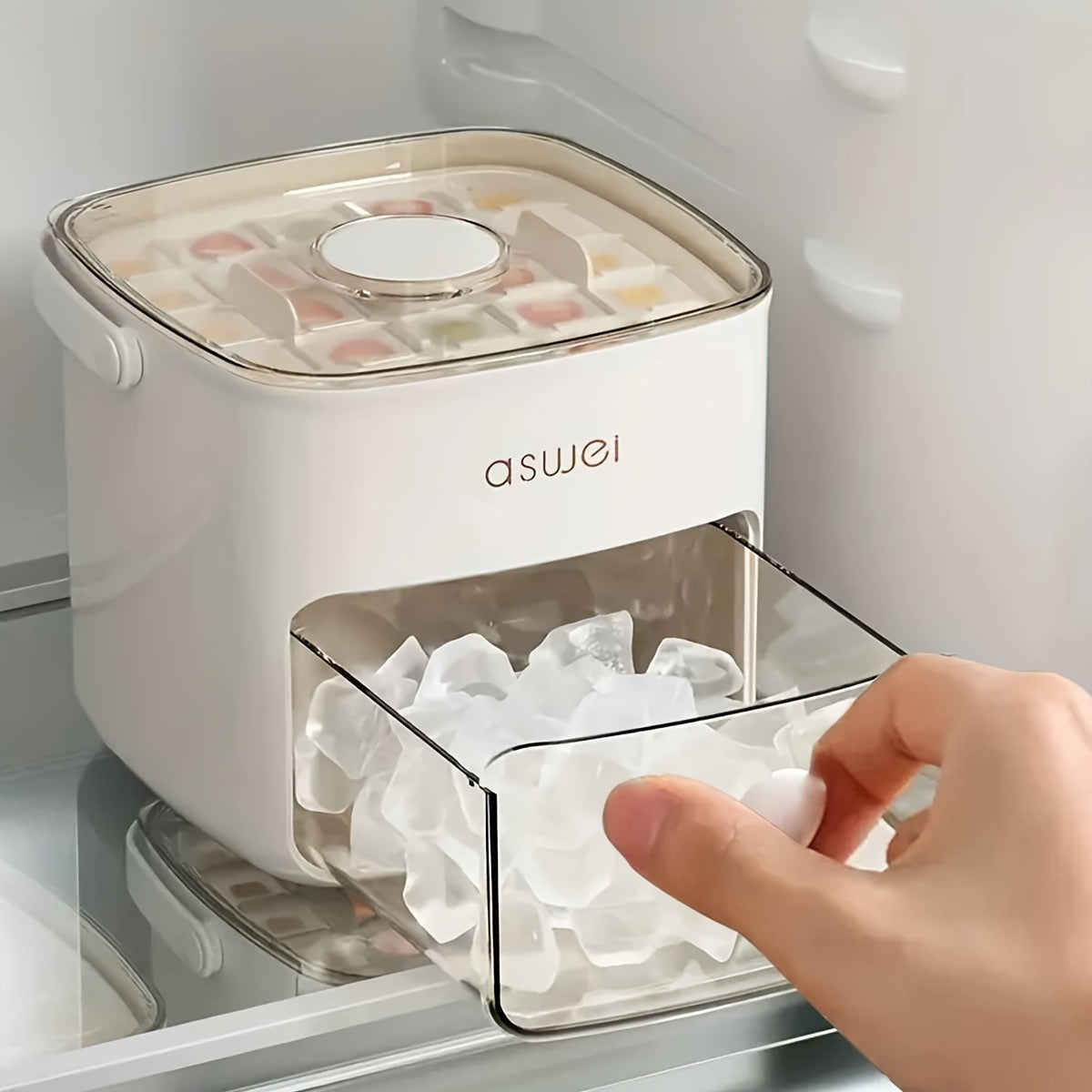 Easy-Press Ice Cube Mold | Tray - Large Capacity, Ice Cube Trays for Freezer, Double Layer 48 Ice Trays, Food-Grade plastic Ice Storage Freezer with Box Container, Stackable with Storage Iced Bucket Kits, Scoop, for Soup, Food, Drink, Coffee TARHUS