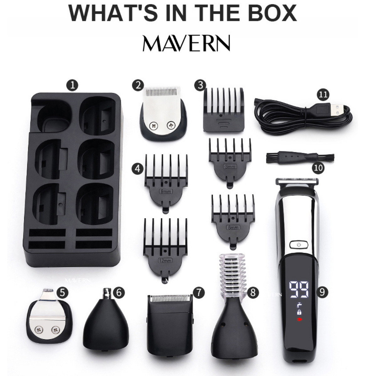 MAVERN | 6-in-1 Electric Beard Trimmer Kit for Men - TARHUS