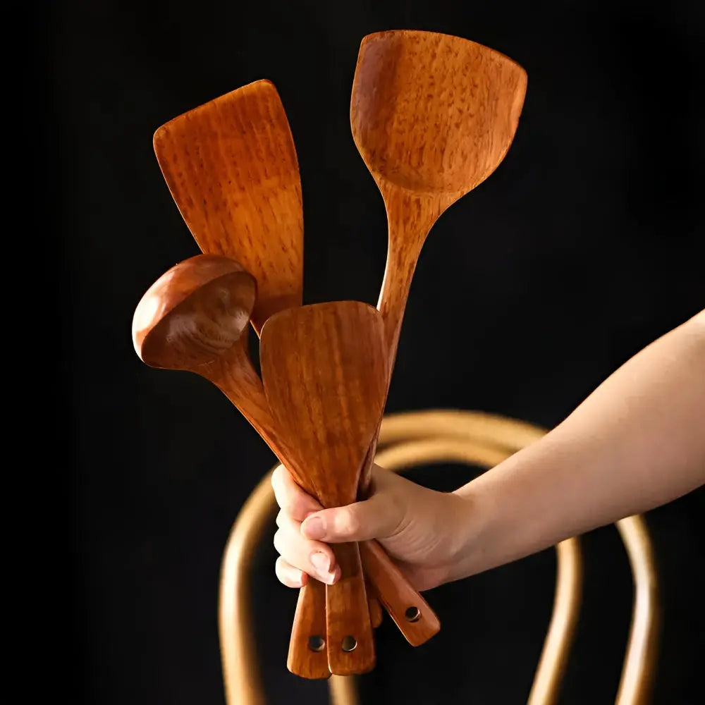 Wooden Kitchen Utensil Set | Natural Hardwood – Everyday Cooking Tools TARHUS  Cooking Utensils