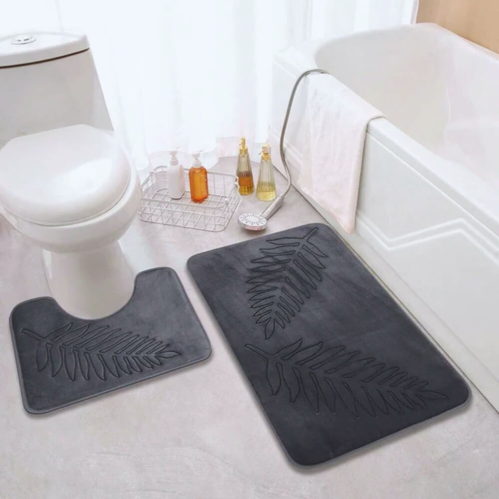 Veloura Leaf Comfort Bath Mat Set • Plush & Absorbent