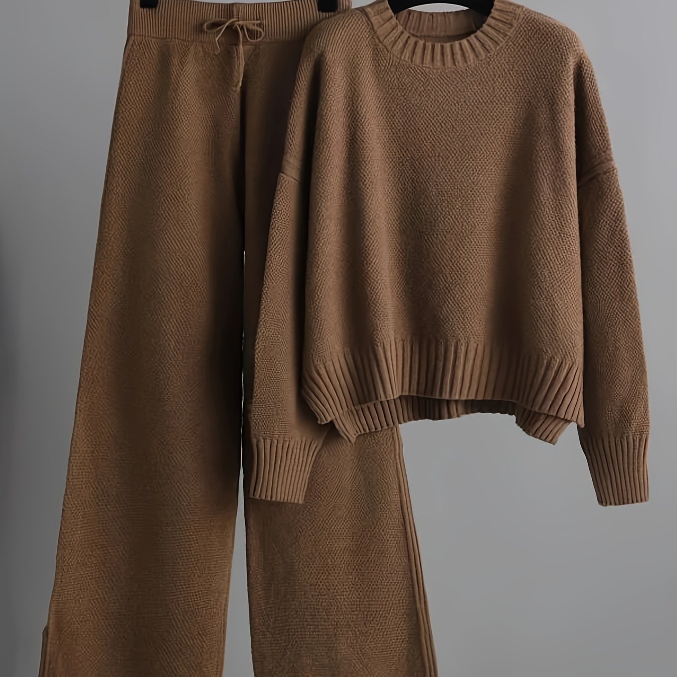 Women’s 2-Piece Knitted Lounge Set – Sweater & Wide-Leg Pants - TARHUS