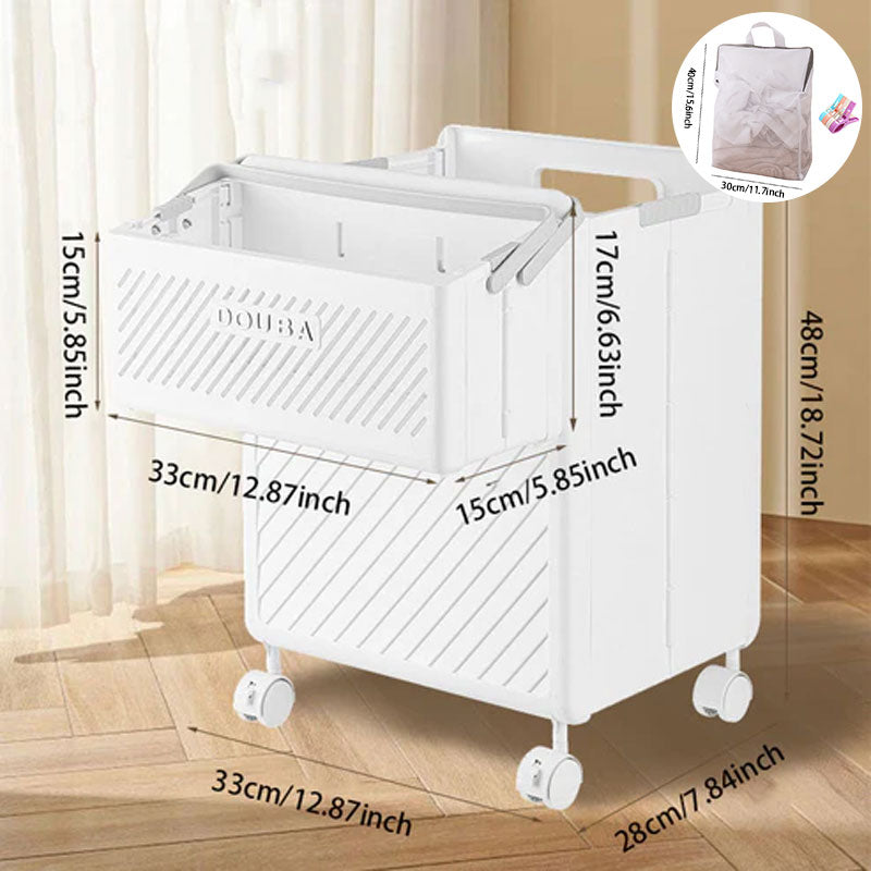 Large Capacity Collapsible Laundry Basket: Breathable Design & Built-In Wheels - TARHUS