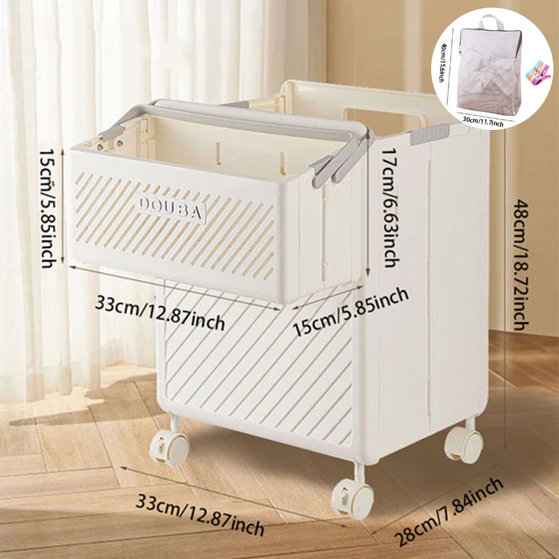 Large Capacity Collapsible Laundry Basket: Breathable Design & Built-In Wheels - TARHUS