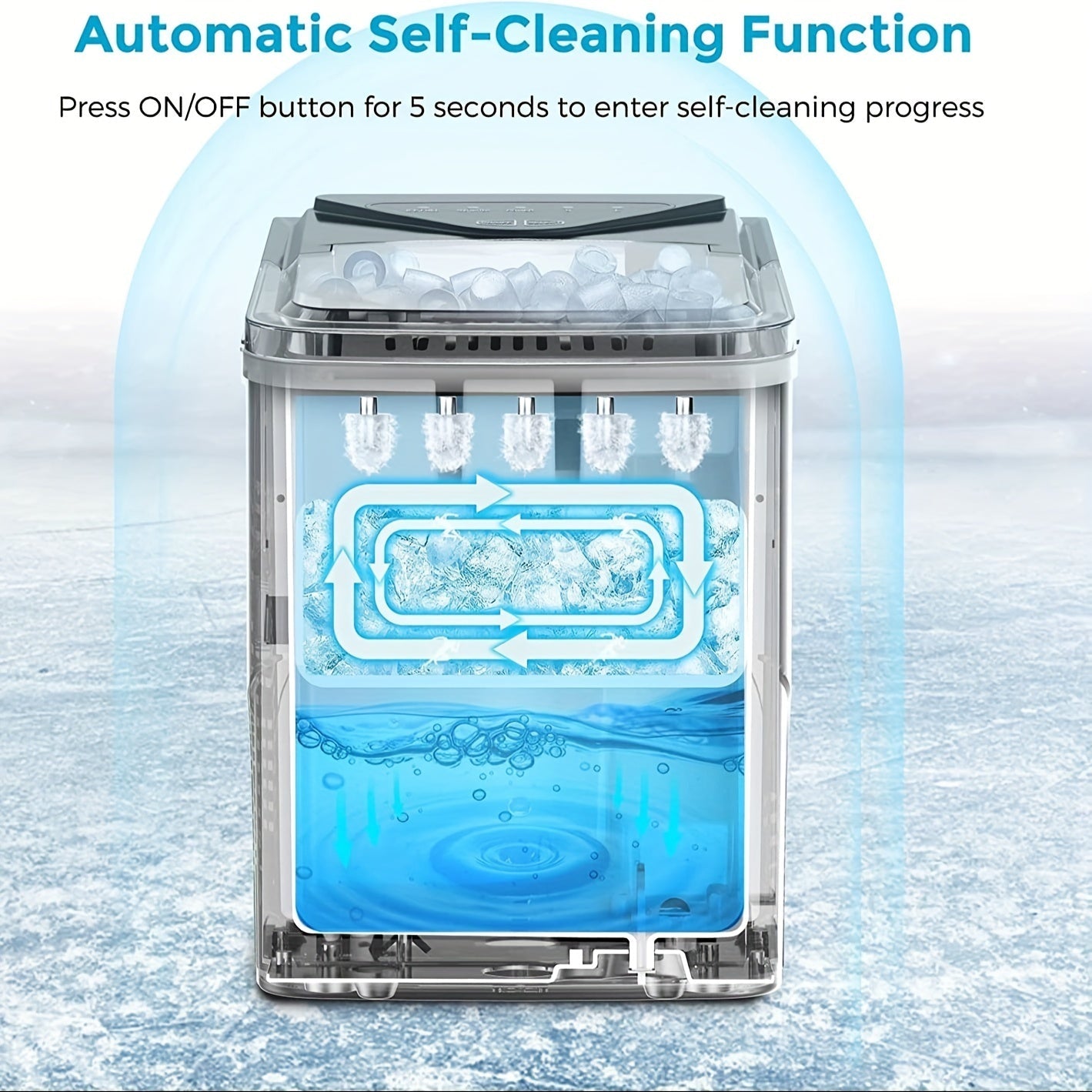 [High Capacity Self-Cleaning Ice Maker] Advwin Portable Ice Maker with Self-Cleaning Feature - High Capacity, Quiet Operation for Home Bars & Parties, Includes Scoop & Basket, Black, Ice Machine TARHUS