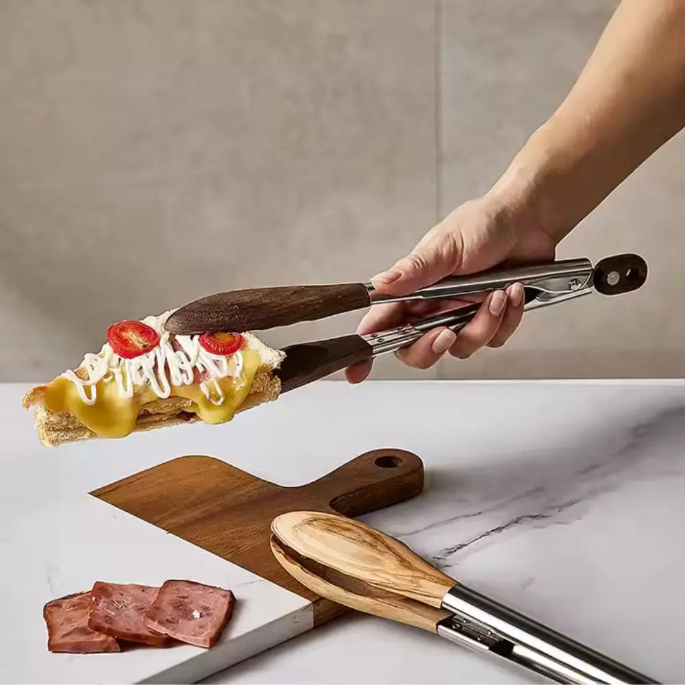 Wood & Steel Kitchen Tongs | Precision Grip – Everyday Cooking Control TARHUS  Cooking Utensils