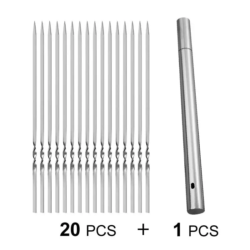 20/30/50pcs Durable Stainless Steel BBQ Skewers with 1 Tube Storage, Reusable and Easy to Clean for Outdoor and Indoor Grilling Parties TARHUS