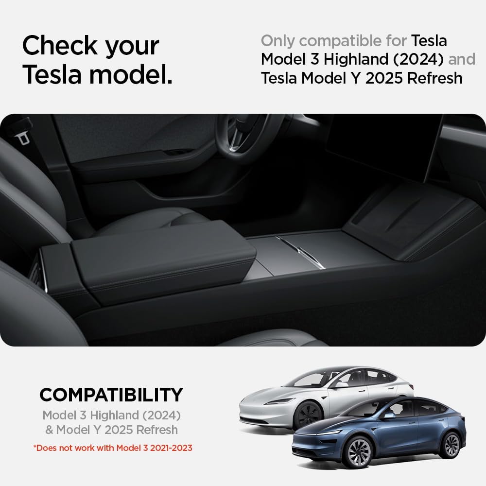 Spigen One-Tap Hidden Storage Box – Carbon Edition Console Organizer for Tesla Model Y (2025/2026 Juniper) & Model 3 (2024/2025 Highland) - TARHUS