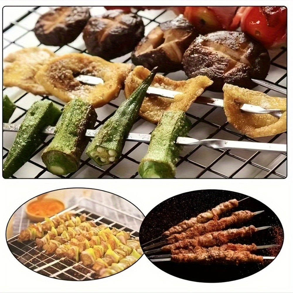 20/30/50pcs Durable Stainless Steel BBQ Skewers with 1 Tube Storage, Reusable and Easy to Clean for Outdoor and Indoor Grilling Parties TARHUS