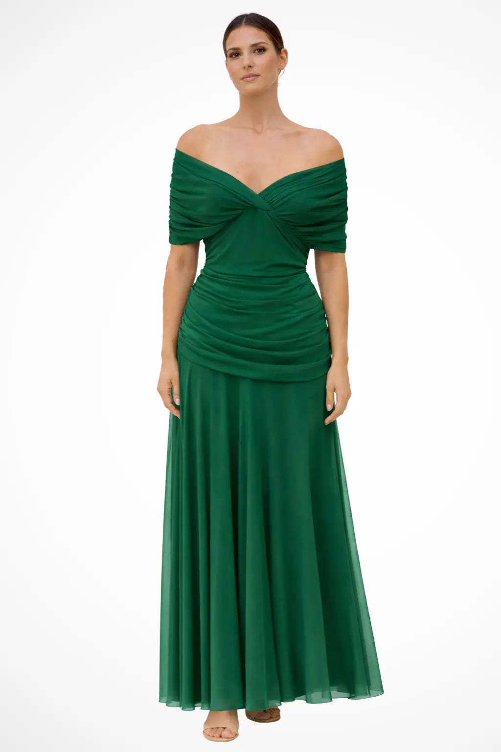 Gaby | Women Elegant Off-Shoulder Pleated Summer Dress TARHUS  Women's Dress