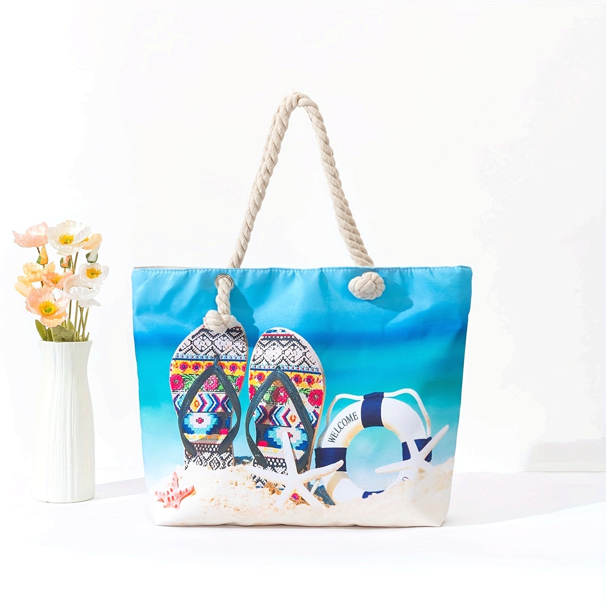 Bohemian Chic Beach Tote Bag with Comfortable Double Handles - Spacious & Stylish for Womens Sun-soaked Escapes - Perfect to Hold All Beach Essentials TARHUS