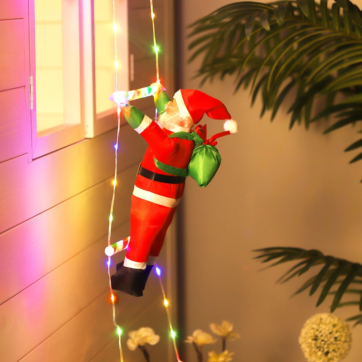 LED Christmas Ladder Light – Battery-Powered Santa Climbing Decoration TARHUS