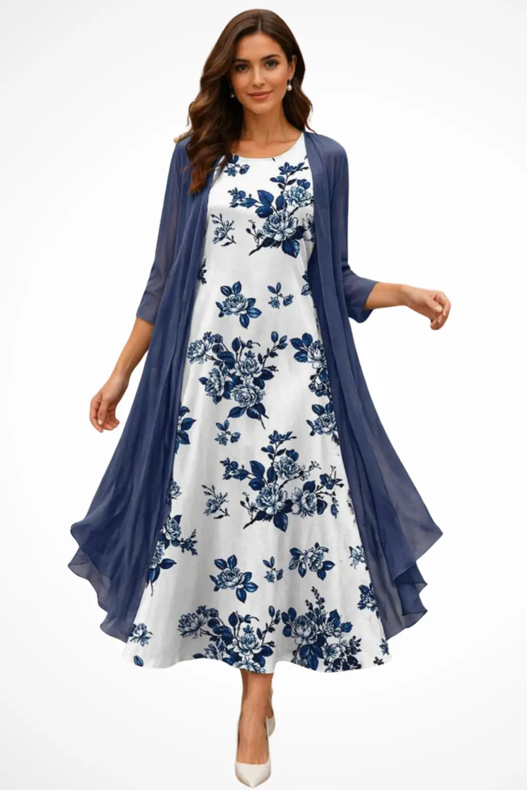Dorothea | Women Embroidered Wedding Guest Midi Dress with Chiffon Jacket TARHUS  Mother of the Bride Dresses