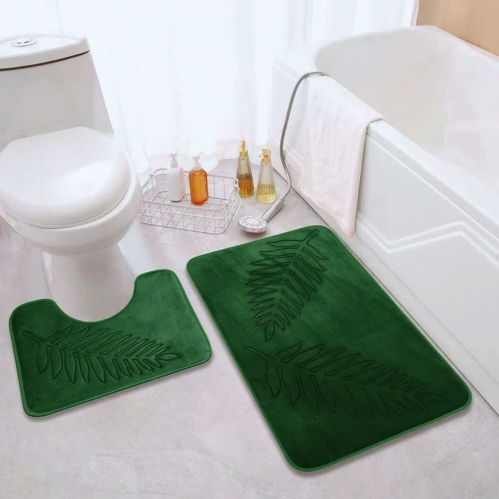 Veloura Leaf Comfort Bath Mat Set • Plush & Absorbent