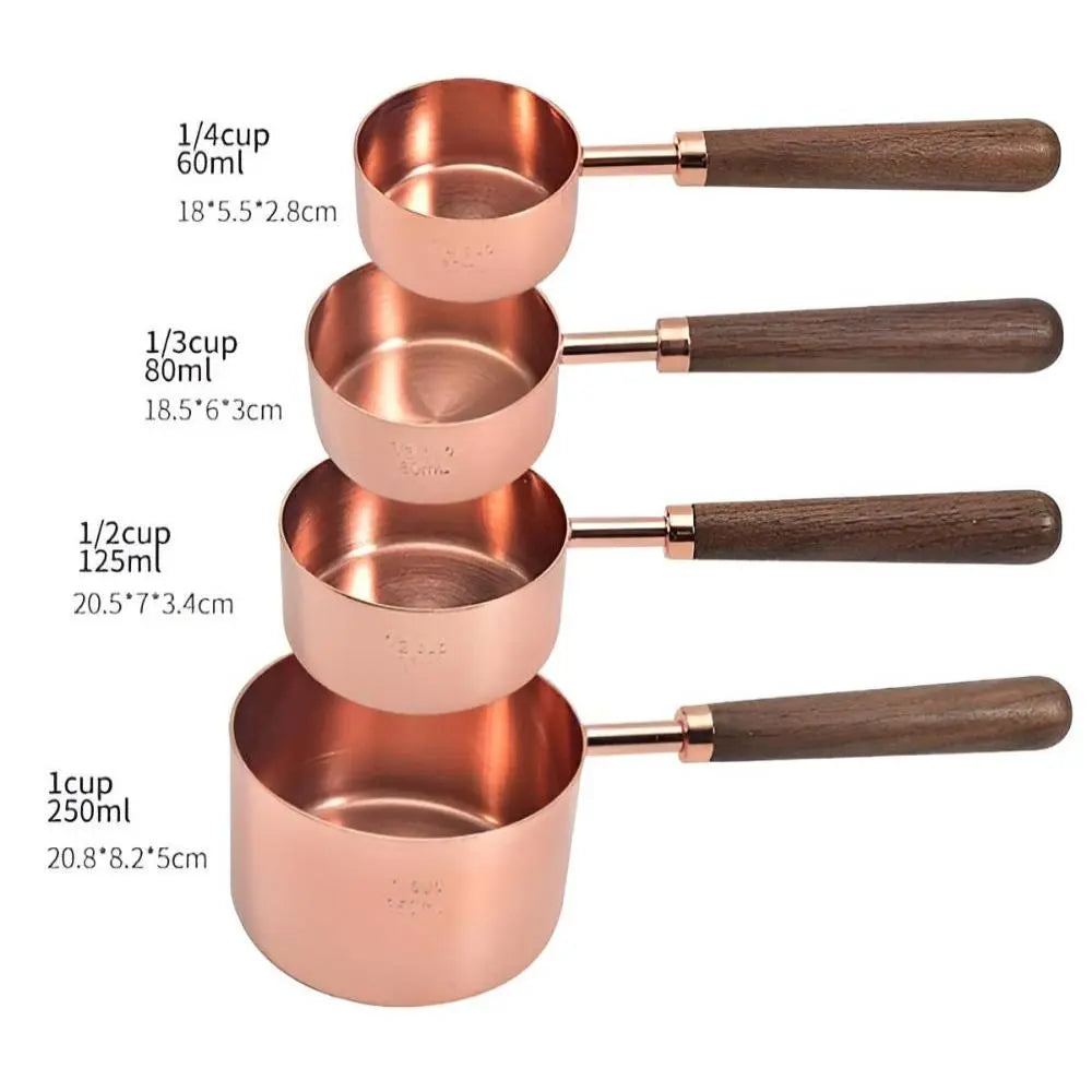 Copper Measuring Set | Cups & Spoons – Walnut Handle Kitchen Tools TARHUS  Cooking Utensils