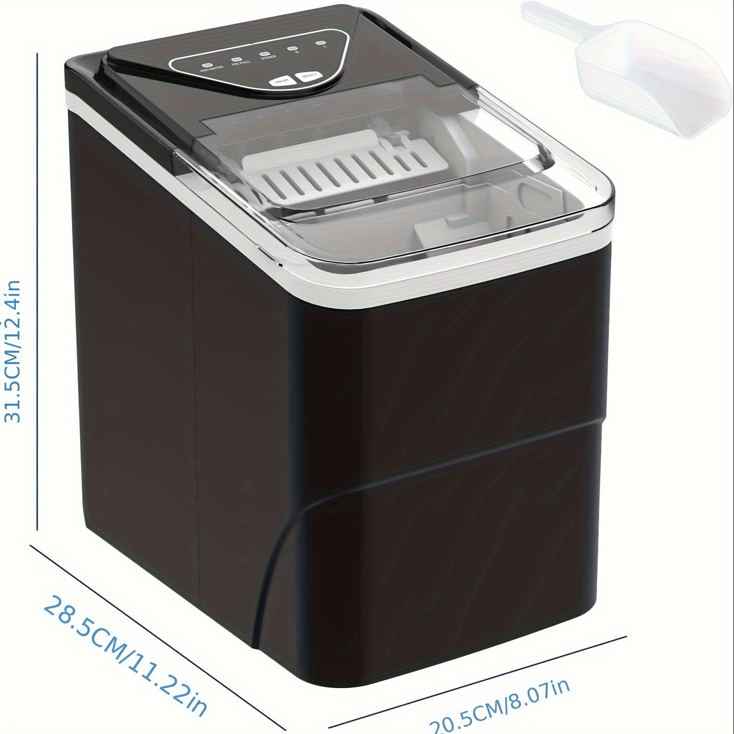 [High Capacity Self-Cleaning Ice Maker] Advwin Portable Ice Maker with Self-Cleaning Feature - High Capacity, Quiet Operation for Home Bars & Parties, Includes Scoop & Basket, Black, Ice Machine TARHUS