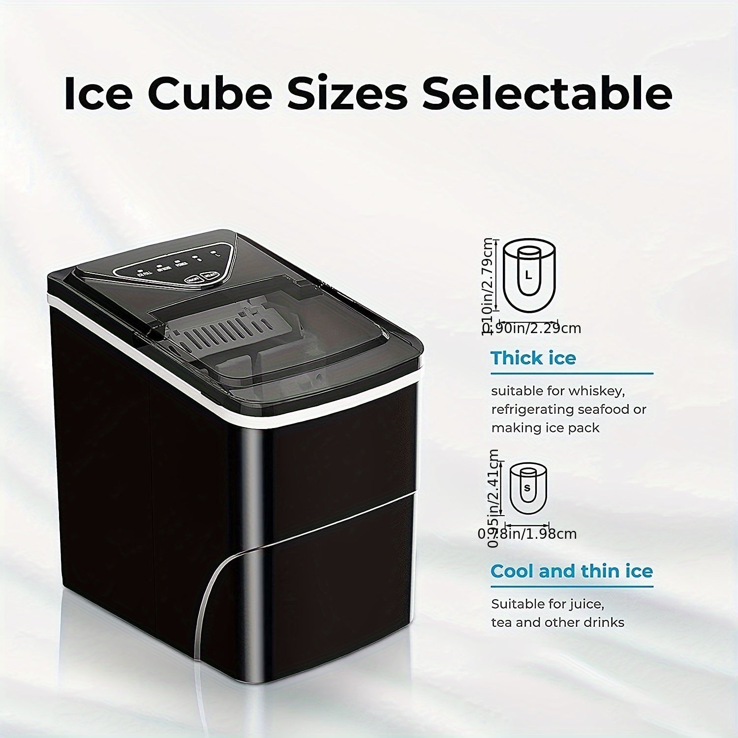 [High Capacity Self-Cleaning Ice Maker] Advwin Portable Ice Maker with Self-Cleaning Feature - High Capacity, Quiet Operation for Home Bars & Parties, Includes Scoop & Basket, Black, Ice Machine TARHUS