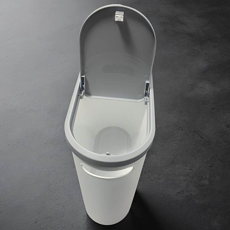 10L Bathroom Trash Can with Lid – Narrow Space Press-Type Bin for Modern Homes TARHUS